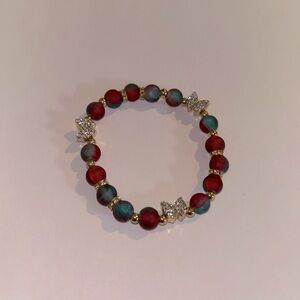 Elegant Red and Blue Beaded Bracelet